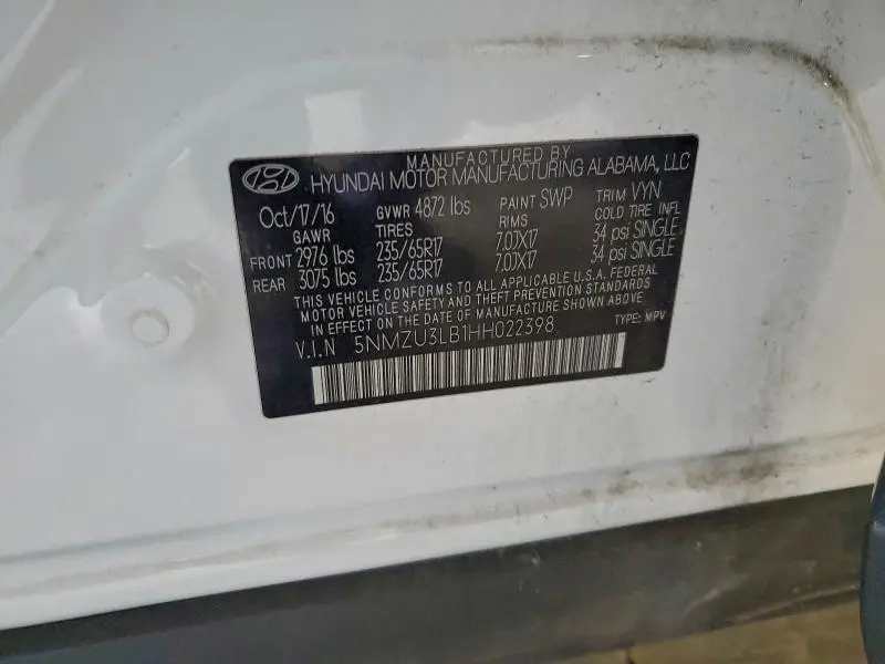 2017 HYUNDAI SANTA FE SPORT   