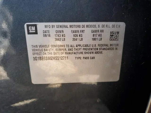 2017 CHEVROLET CRUZE LT  