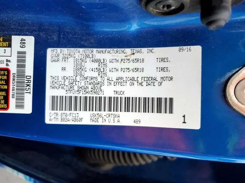 2017 TOYOTA TUNDRA SR5  