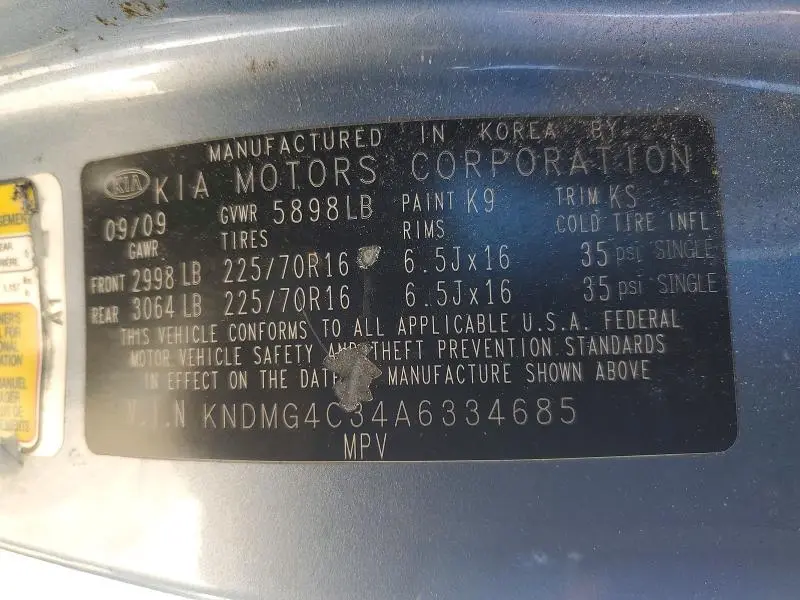 2010 KIA SEDONA LX  