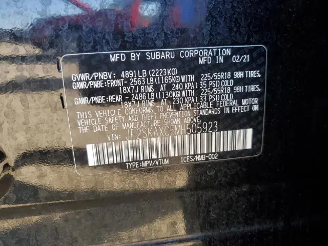 2021 SUBARU FORESTER TOURING  