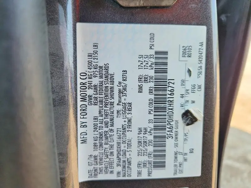 2017 FORD FUSION SE  