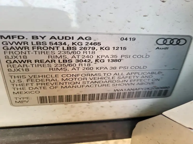 2019 AUDI Q5 PREMIUM  