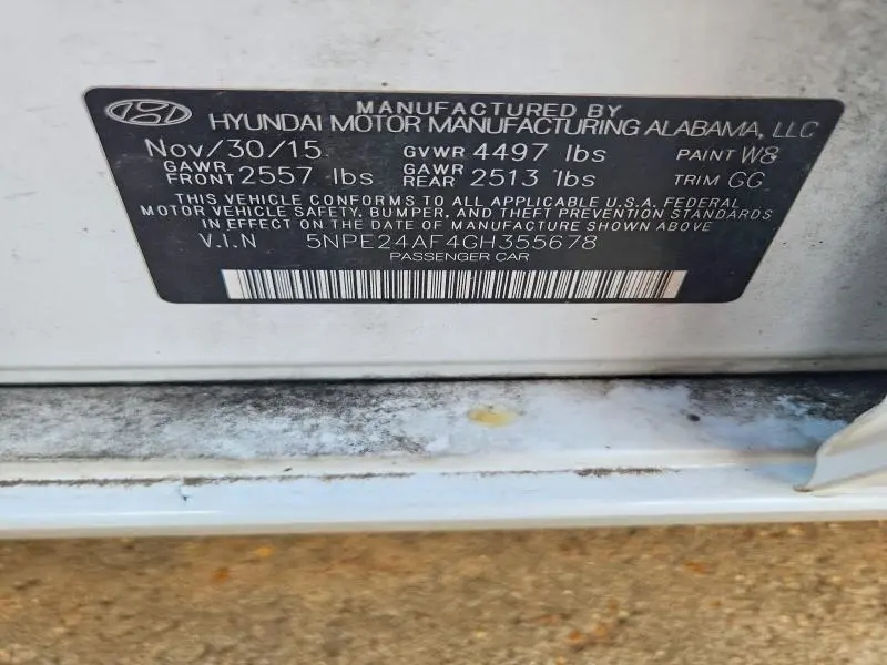 2016 HYUNDAI SONATA SE  
