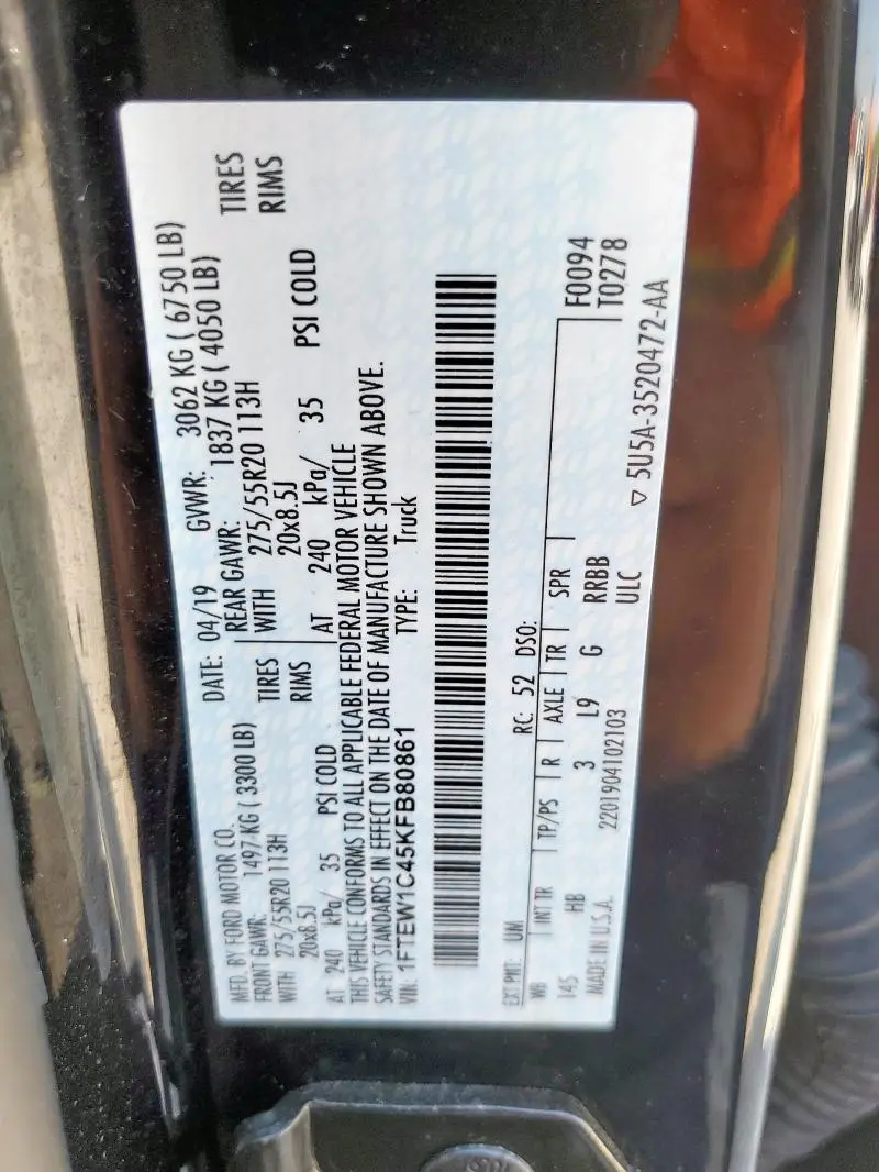 2019 FORD F150 SUPERCREW  