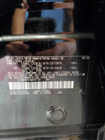 2016 TOYOTA RAV4 LIMITED  