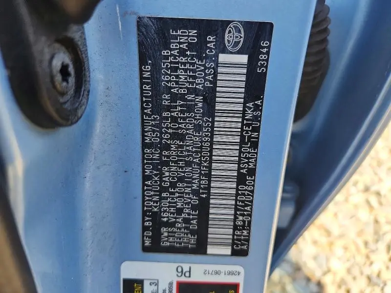 2013 TOYOTA CAMRY LE  