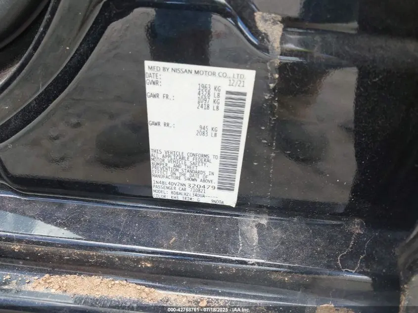 2022 NISSAN ALTIMA SV FWD
