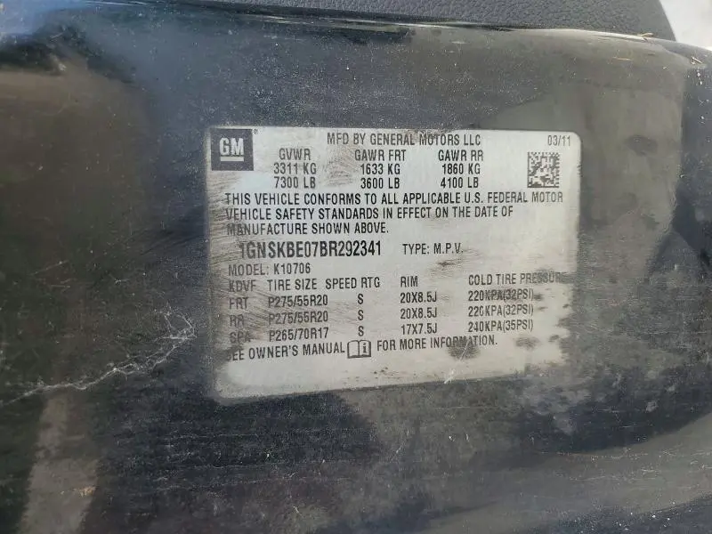 2011 CHEVROLET TAHOE K1500 LT  