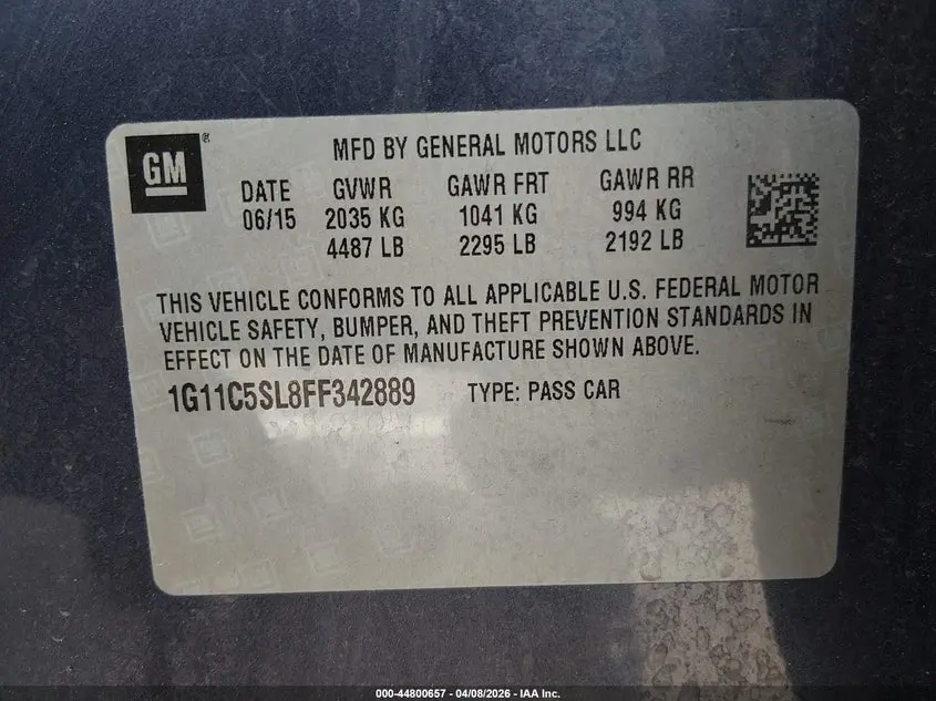 2015 CHEVROLET MALIBU 1LT