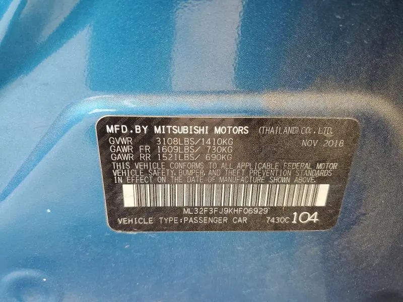 2019 MITSUBISHI MIRAGE G4 ES  