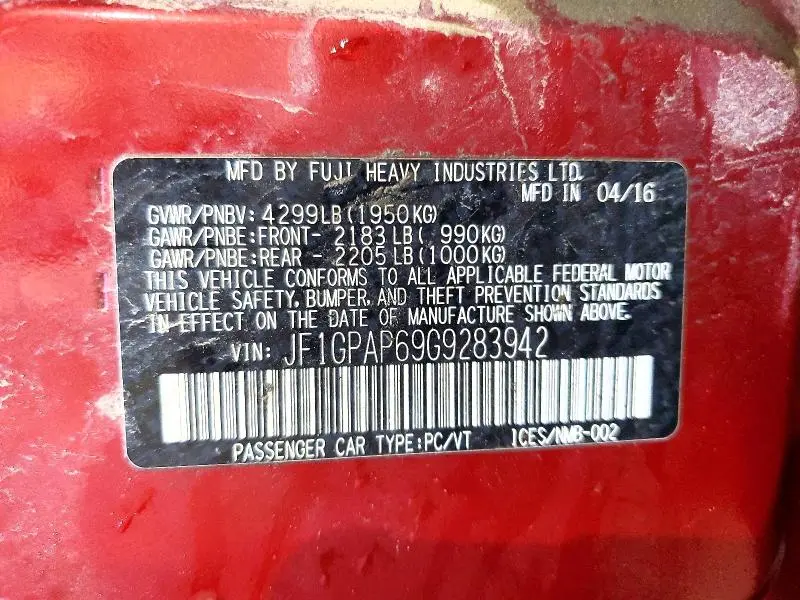 2016 SUBARU IMPREZA SPORT PREMIUM  