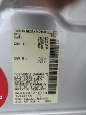 2020 NISSAN ALTIMA SR  