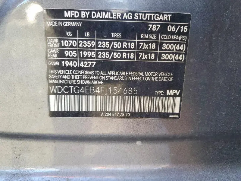 2015 MERCEDES-BENZ GLA 250  