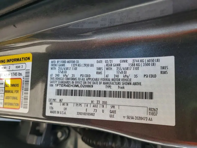 2021 FORD RANGER XL  