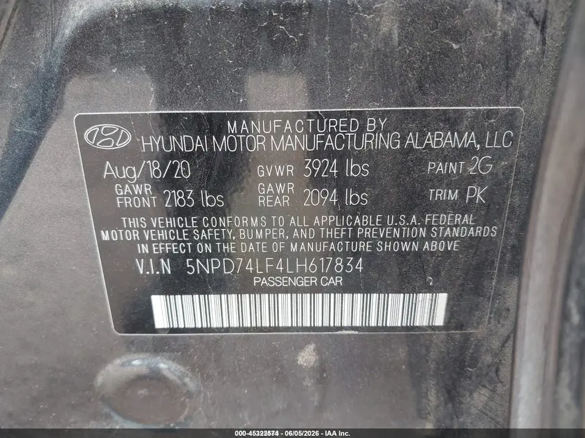 2020 HYUNDAI ELANTRA SE