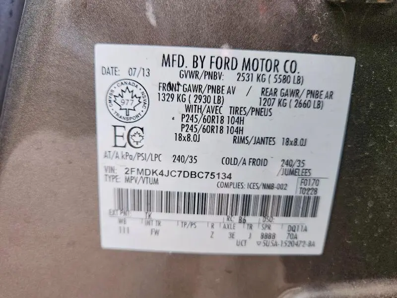 2013 FORD EDGE SEL  