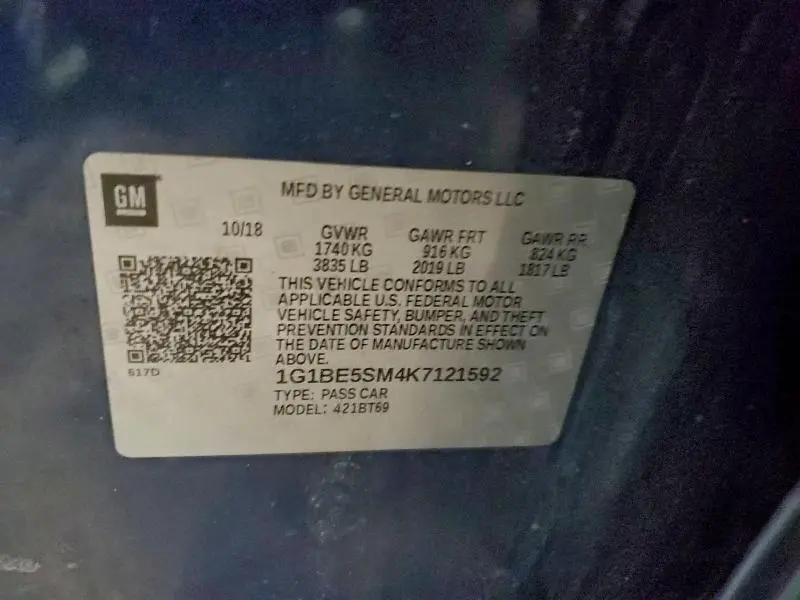 2019 CHEVROLET CRUZE LT  