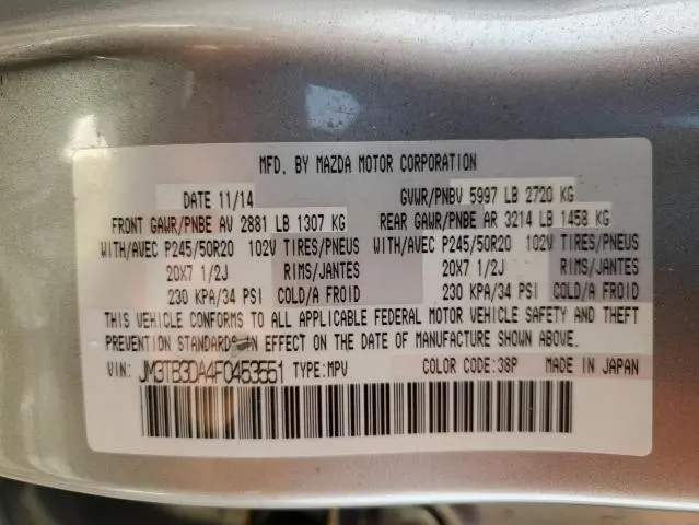 2015 MAZDA CX-9 GRAND TOURING  