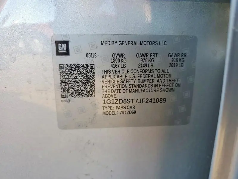 2018 CHEVROLET MALIBU LT  