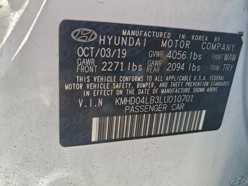 2020 HYUNDAI ELANTRA SPORT  