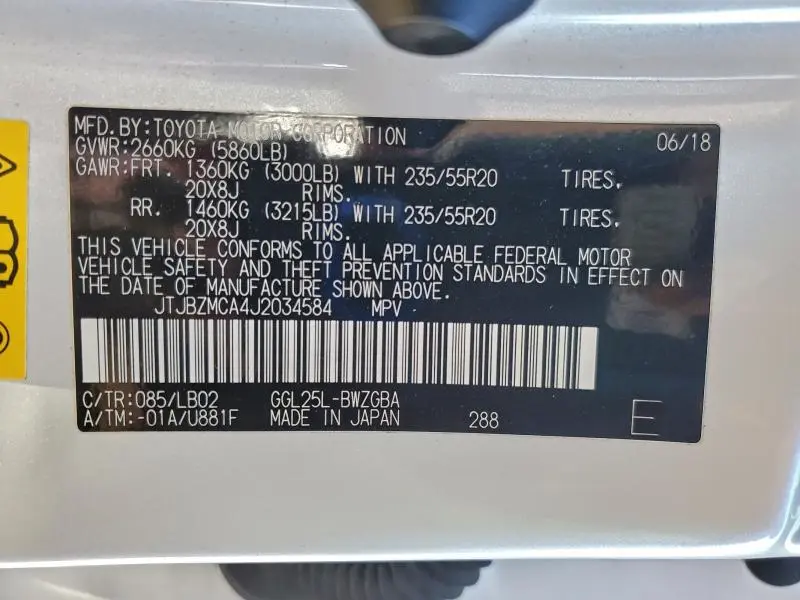 2018 LEXUS RX 350 BASE  