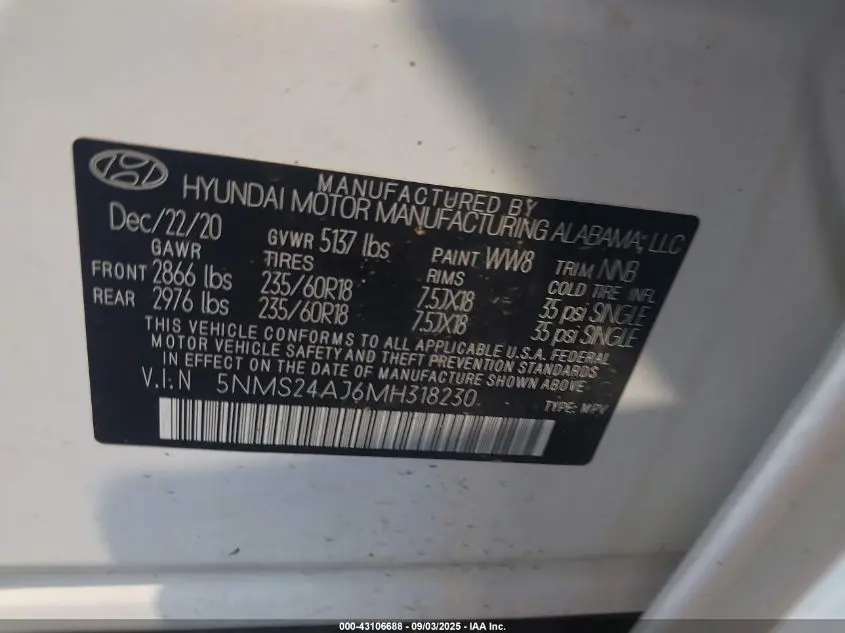 2021 HYUNDAI SANTA FE SEL