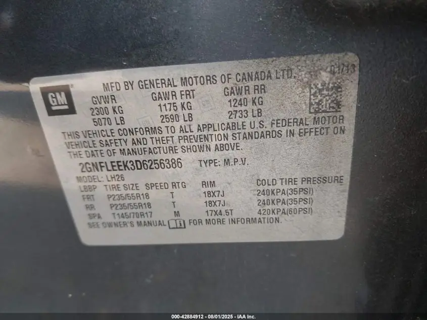 2013 CHEVROLET EQUINOX 1LT