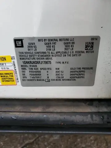 2015 CHEVROLET TRAVERSE LTZ  