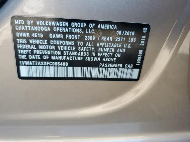 2015 VOLKSWAGEN PASSAT S  