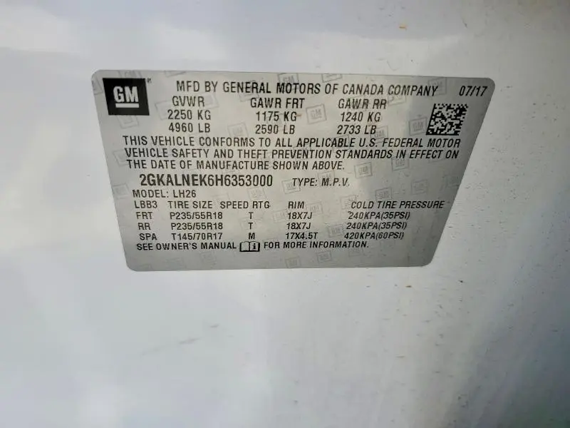 2017 GMC TERRAIN SLE  