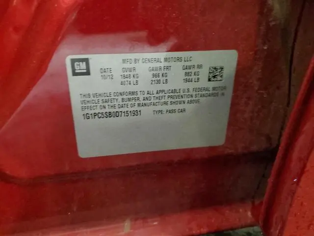 2013 CHEVROLET CRUZE LT  