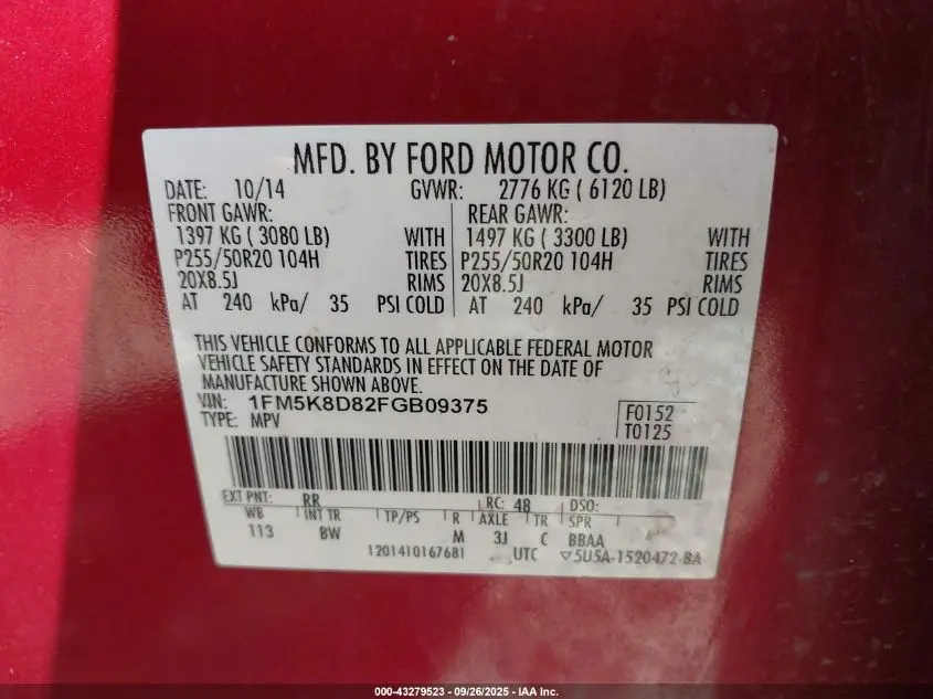 2015 FORD EXPLORER XLT