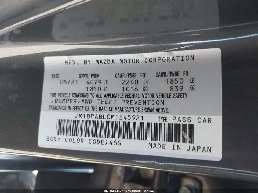 2021 MAZDA MAZDA3 SELECT
