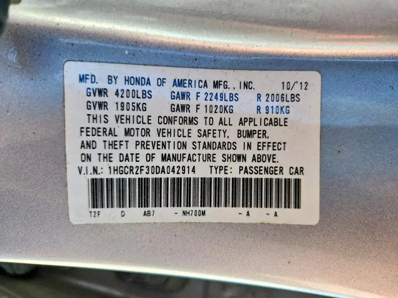 2013 HONDA ACCORD   