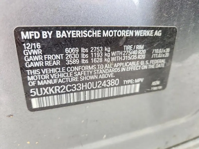 2017 BMW X5 SDRIVE35I  