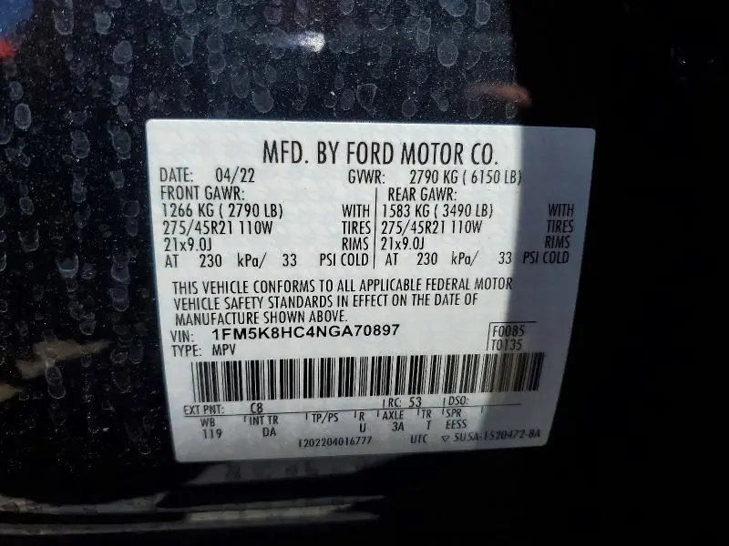 2022 FORD EXPLORER PLATINUM  