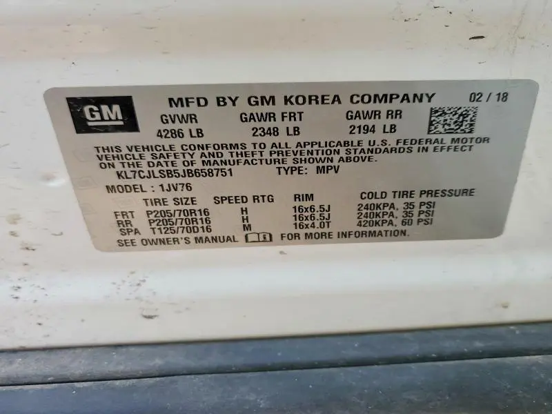 2018 CHEVROLET TRAX 1LT  