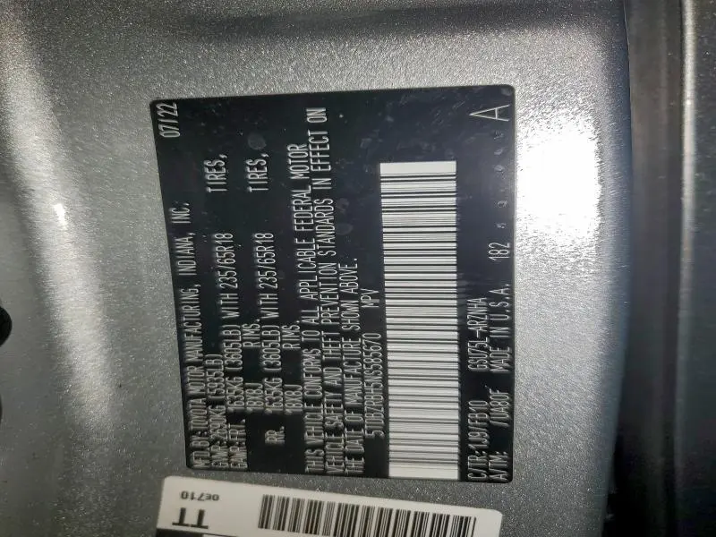 2022 TOYOTA HIGHLANDER L  