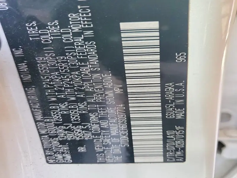 2012 TOYOTA HIGHLANDER LIMITED  