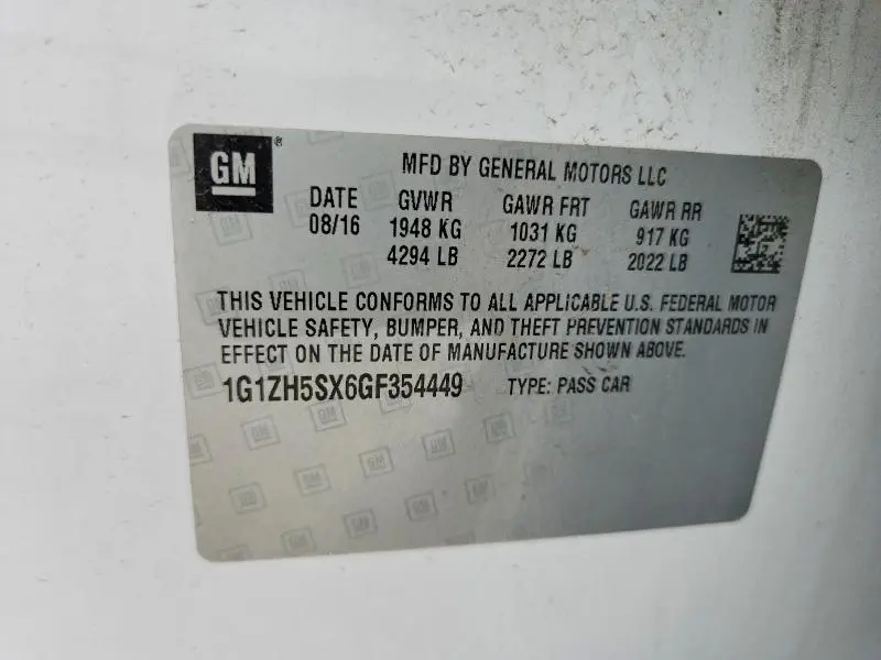 2016 CHEVROLET MALIBU   