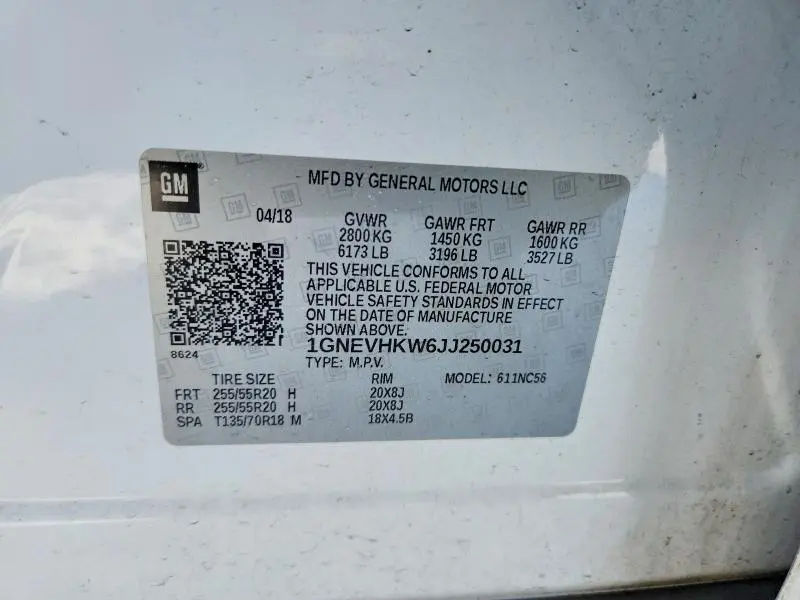 2018 CHEVROLET TRAVERSE LT  