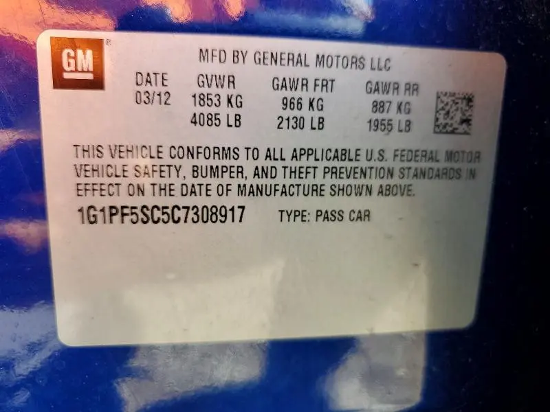 2012 CHEVROLET CRUZE LT  