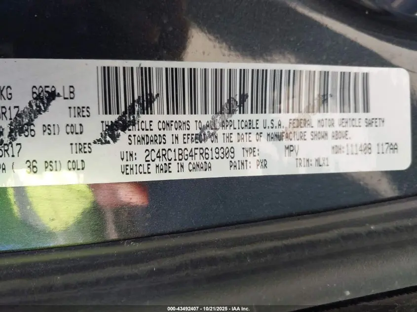 2015 CHRYSLER TOWN & COUNTRY TOURING