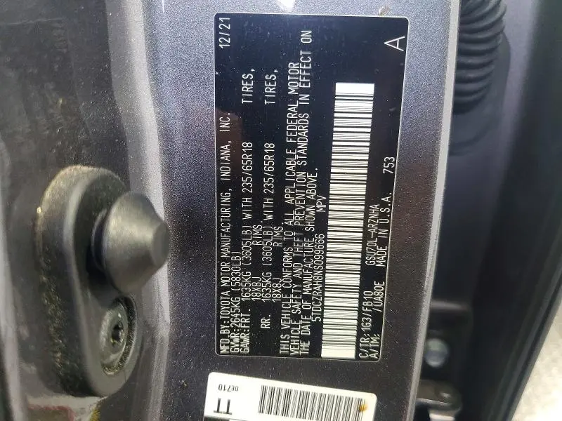 2022 TOYOTA HIGHLANDER L  
