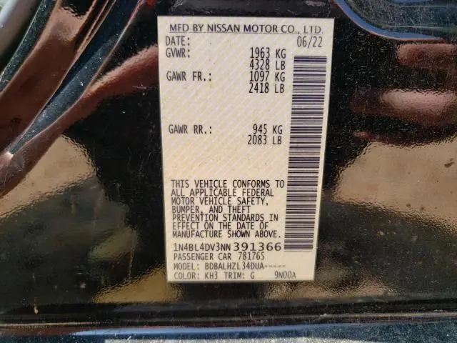 2022 NISSAN ALTIMA SV  