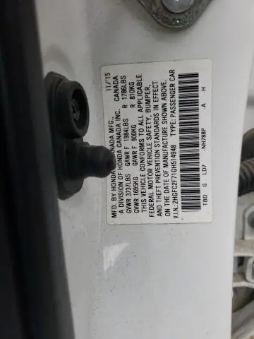 2016 HONDA CIVIC EX  