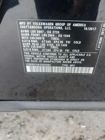 2018 VOLKSWAGEN ATLAS SE  