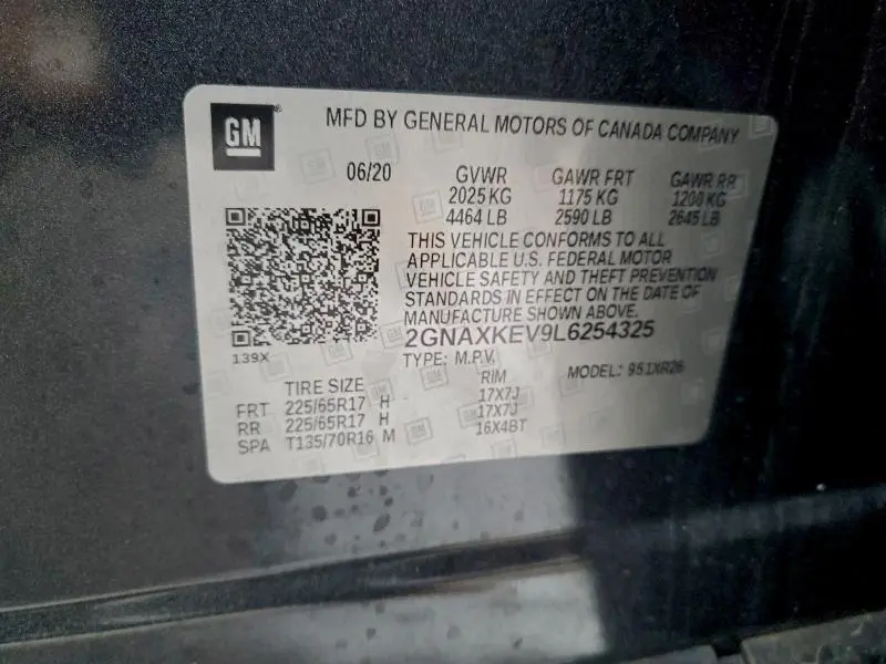 2020 CHEVROLET EQUINOX LT  