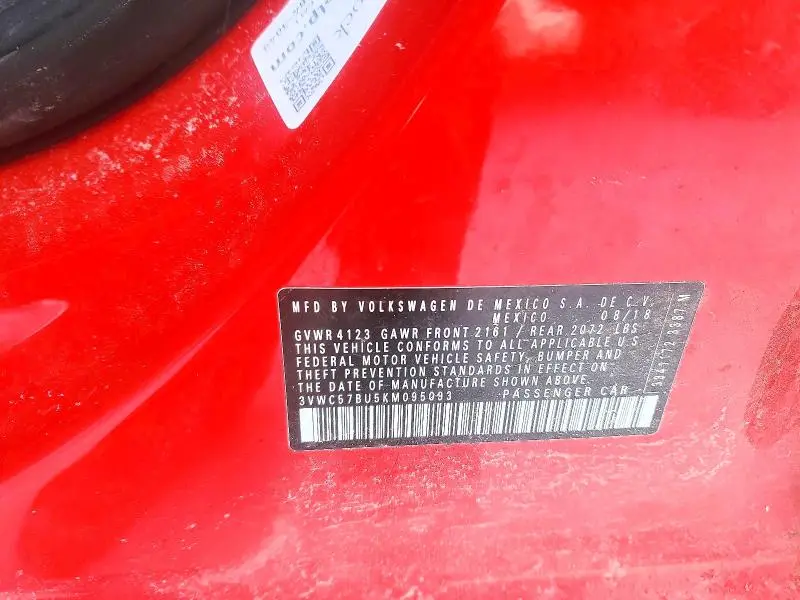 2019 VOLKSWAGEN JETTA S  